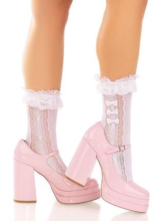 Носки ажурные с рюшами leg avenue с бантиками аниме
