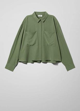 Изумрудная оверсайз-рубашка weekday (можно на большой размер)