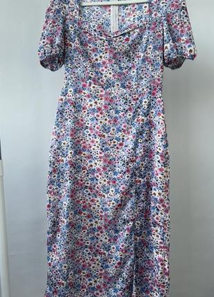 Летнее платье миди с разрезом в цветы  shein в подарок 🎁