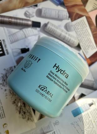 Маска для зволоження волосся з алое віра kaaral purify hydra deep moisturizing mask 500 ml