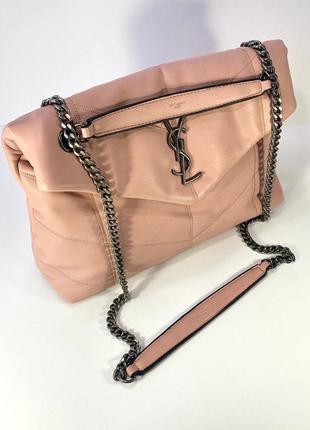 Yves saint laurent женская сумка мягкая с ремешком кожаная розовая