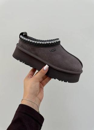 Женские серые замшевые угги ugg tasman platform dark grey х угг тасмен 36