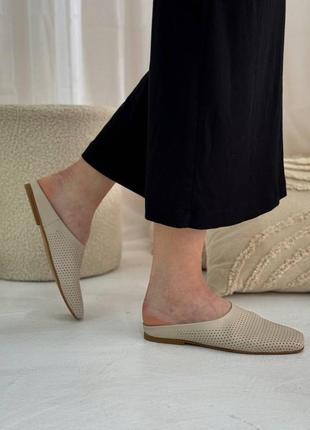 Трендовые мюли из натуральной кожи с перфорацией 3026