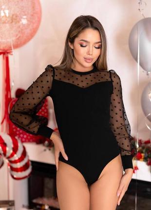 Боди с руками сеткой