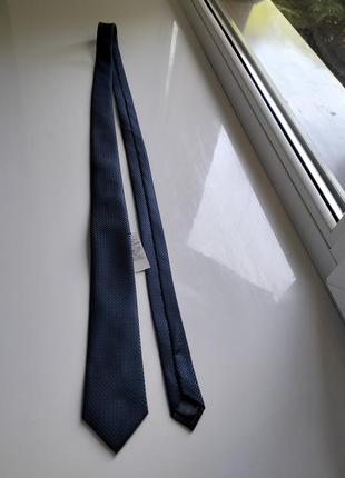 Новый мужской галстук синий узкая классическая3 фото