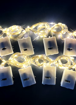 Гирлянда светодиодная капля росы нить 3 метра 30 led на 3 батарейках ag13(lr44) теплый белый.
