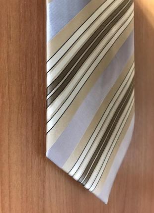 Галстук бежевый серебристо серый кремовый белый золотисто коричневый шоколадный с переливом romul3 фото