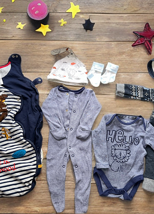 Набір на хлопчика виписку 0-3 боді сліп ромпер спальник 56-62 лот пакет пологовий