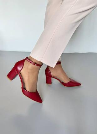Стильные женские туфли на каблуке, эко кожа, каблук, бордовые, 36-37-38-39-40-41