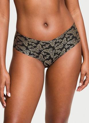 Трусики бесшовные черные с золотыми бабочками victoria secret оригинал виктория сикрет
