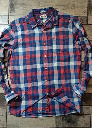 Чоловіча елегантна бавовняна сорочка tommy hilfiger і в клітинку оригінал розмір l