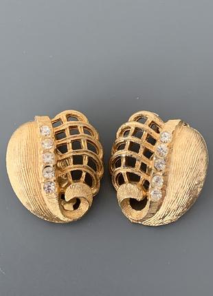 Клипсы матовая позолота с кристаллами