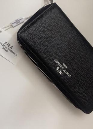 Кошелек кожаный,черный ines