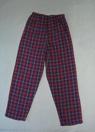 Коттоновые, хлопковые штаны в клетку на 10-11 лет