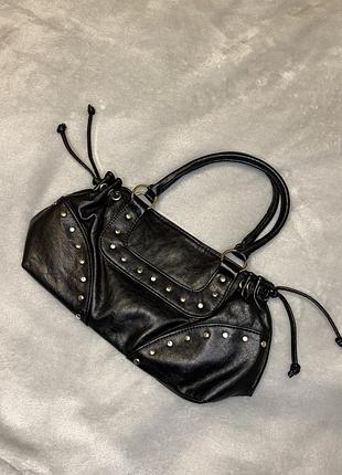 Сумка багет под кожу с фурнитурой y2k винтажная
