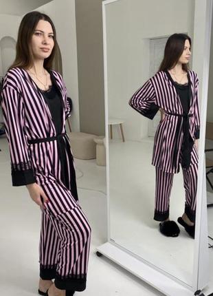 Женский комплект белья пижама майка шорты штаны халат