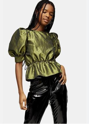 Красивая блуза цвет хаки с отливом 10 м