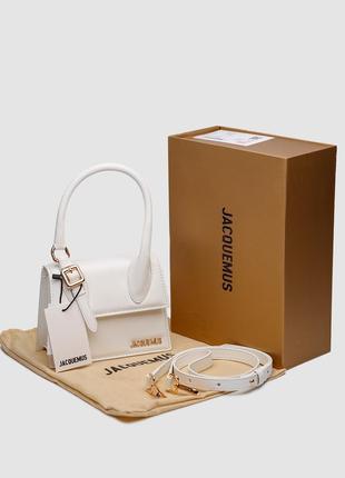 Женская белая сумка из натуральной кожи в стиле jacquemus le chiquito moyen boucle white
