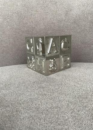 Посеребрённая копилка с английскими буквами антикварная англия серебряная серебристая