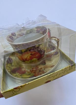 Чайная кофейная кружечка с ложкой в подарочной упаковке