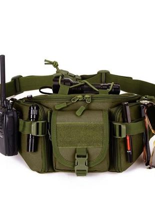 Сумка поясная тактическая / мужская сумка на пояс / армейская сумка. цвет: зеленый1 фото