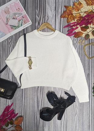 Белый хлопковый укороченный свитер primark #3625