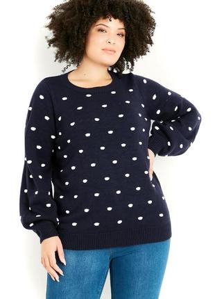 Шикарний светр в горох із широкими рукавами evans великий розмір 52/54/56