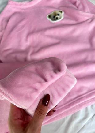 Плюшева піжама ведмедик якісна турецька тканина тепла зручна м'яка комплект кофта штани світшот