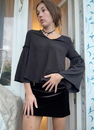 Шифонова кофта блузка блуза вкорочена оверсайз