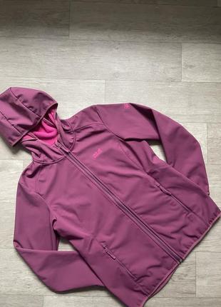 Вітровка-софтшел жіноча jack wolfskin bornberg hoody s/m рожева водостійка2 фото