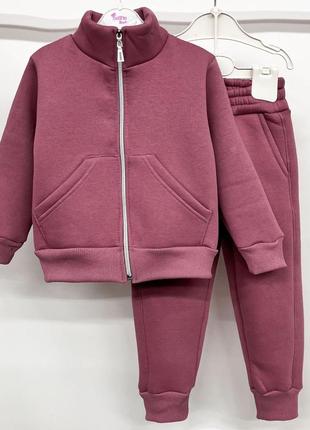 Костюм теплий дитячий на флісі на блискавці  для дівчинки