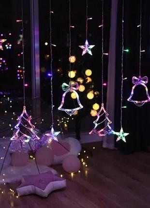 Гирлянда штора мульти с формами колокольчика 12 pcs light rgb brd2 фото