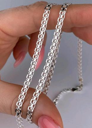 Цепочка серебро широкая для мужчин и женщин, серебряная цепочка на шею 65см