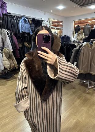 Кашемировое пальто с натуральной норкой