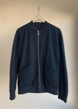 Вязаная шерстяная двусторонняя куртка folk wool nylon rib knit reversible zip jacket heritage хуритейдж демисезонная шерсть 3 m