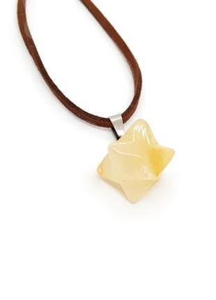 🤎💛кулон на шнурке меркаба натуральный камень цитрин