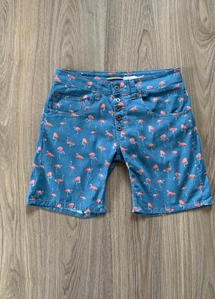 Жіночі італійські джинсові шорти з принтом фламінго please