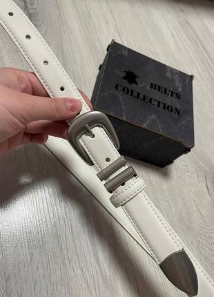Ремінь пояс жіночий шкіряний білий в стилі celine / ремень пояс женский кожаный белый в стиле celine