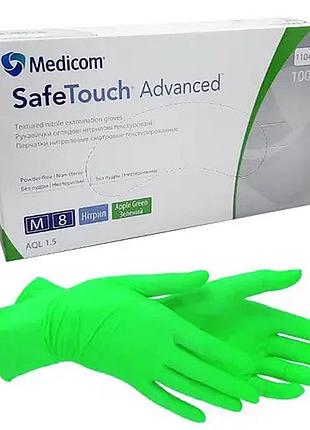 Перчатки нитриловые safetouch medicom green размер m (100 шт) цвет зеленое яблоко