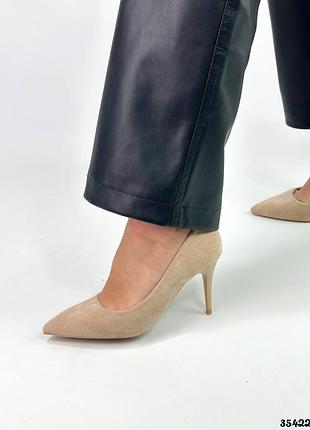 35422👑классические туфли лодочки на маленьких каблуках в искусственной замше