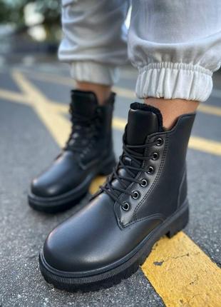 0601👑черевики зима в штучній шкірі утеплені штучним хутром