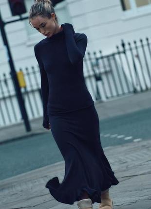 Zara юбка из смесовой шерстяной ткани с воланами