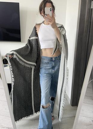 Квадратний сірий шарф теплий палантін хустка платок