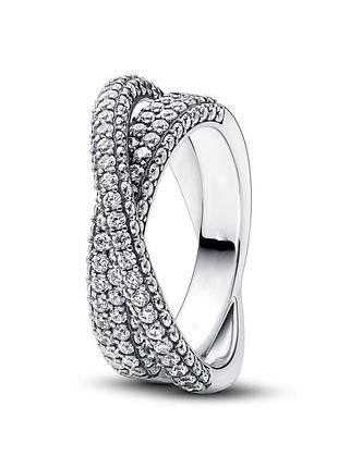 Оригинал original pandora пандора оригинальное серебряное кольцо 193022c01 серебро с камнями прозрачное два ряда камней с биркой новый