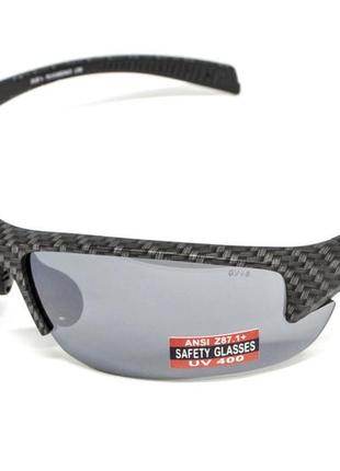 Очки защитные global vision hercules-7 carbon (flash mirror), зеркальные серые в графитовой оправе