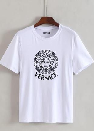 Женская футболка оверсайз oversize versace версаче белая