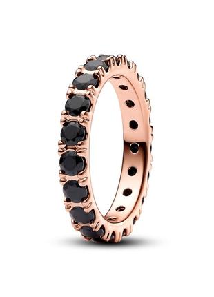 Оригинал original pandora пандора оригинальное серебряное кольцо 180050c02 серебро с черными камнями дорожка камни с биркой новый розовое золото