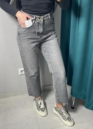 Zara джинсы straight fit прямые джинсы серые