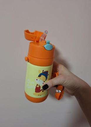 Дитячий термос з ремінцем жирафка 300мл