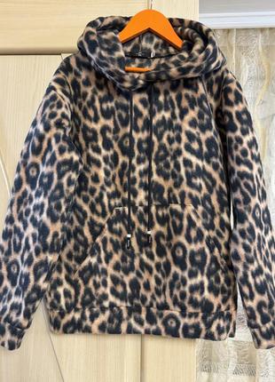 Худи леопардовый, флисовый